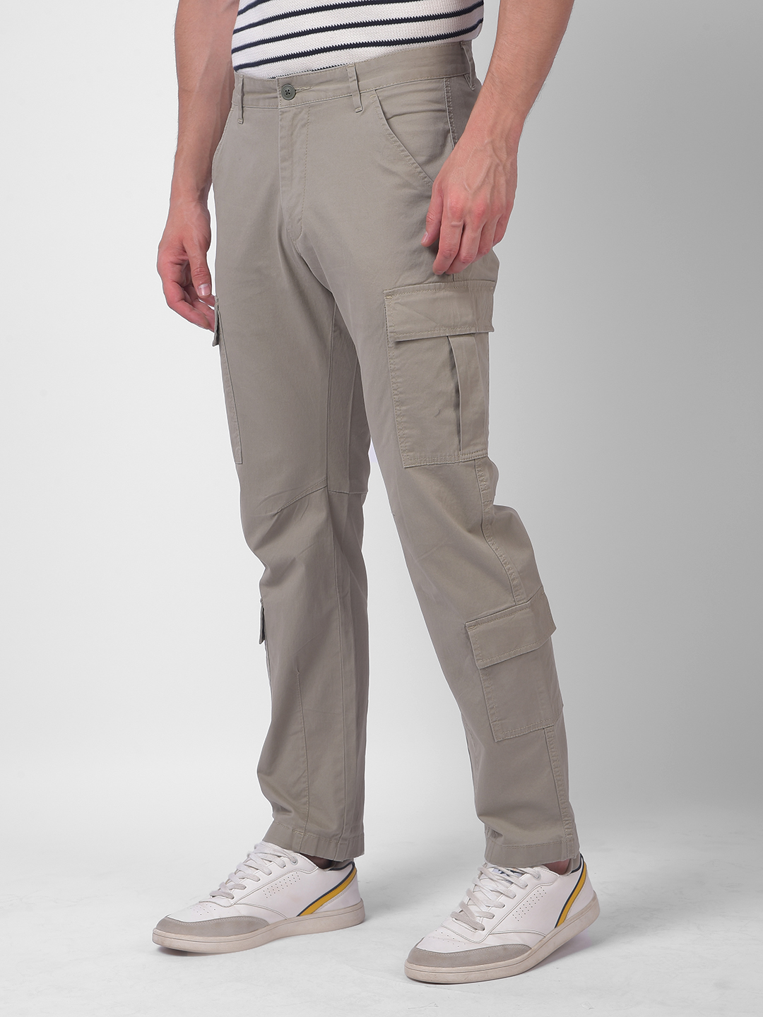 Numero Uno Men Beige Multi Pocket Regular Fit Cargo